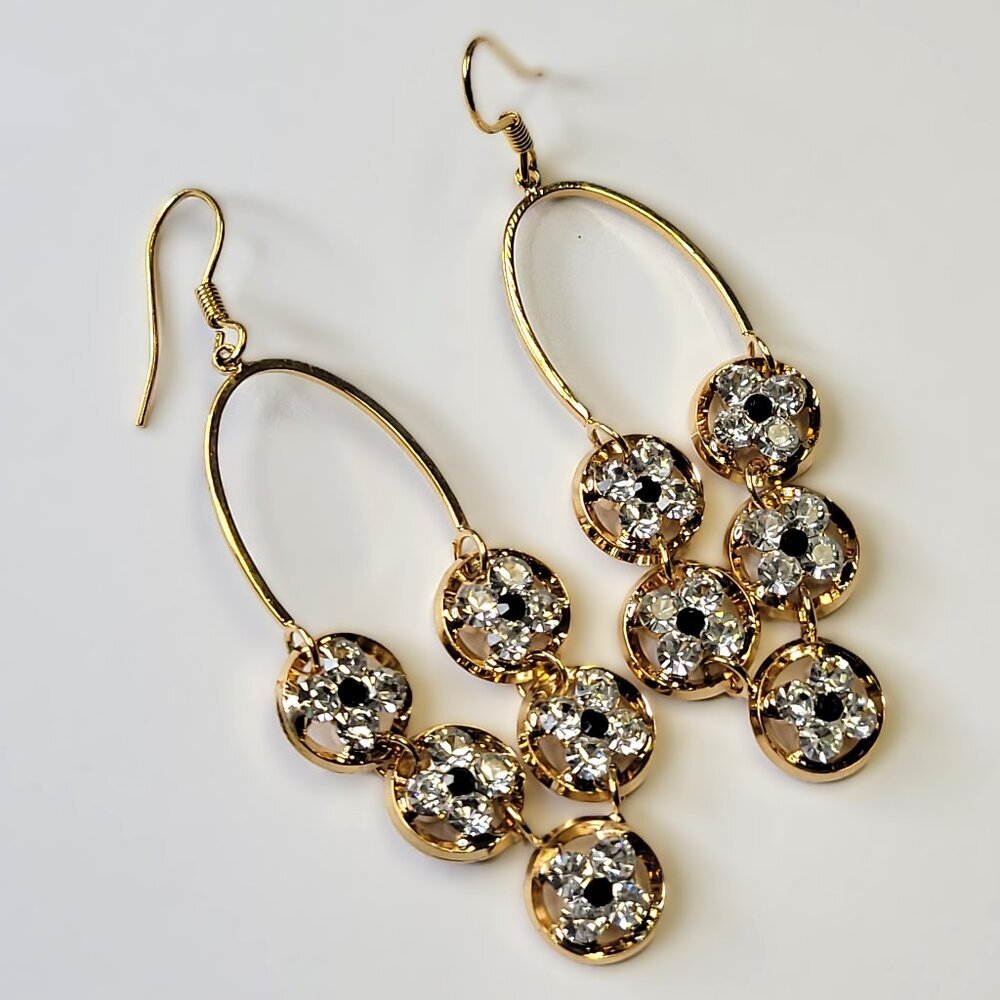 Elegant Earrings Formal Bridal Goldtone Drop Earrings NEW
